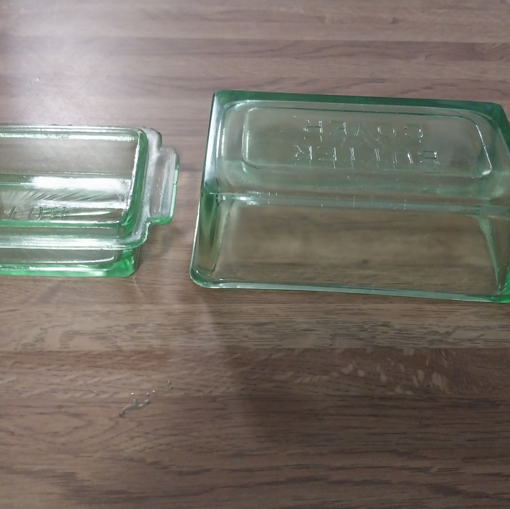 Uranium glass butter dish